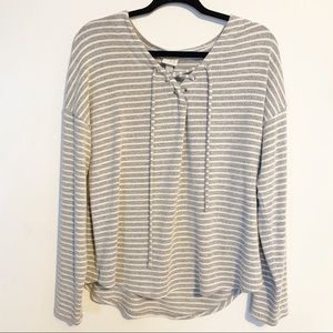 A NEW DAY GREY STRIPED LONG SLEEVE SIZE LARGE
